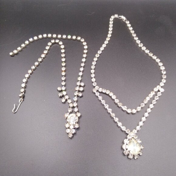 2 Vintage Rhinestone Necklaces 14'' & 16'' long - Picture 1 of 6